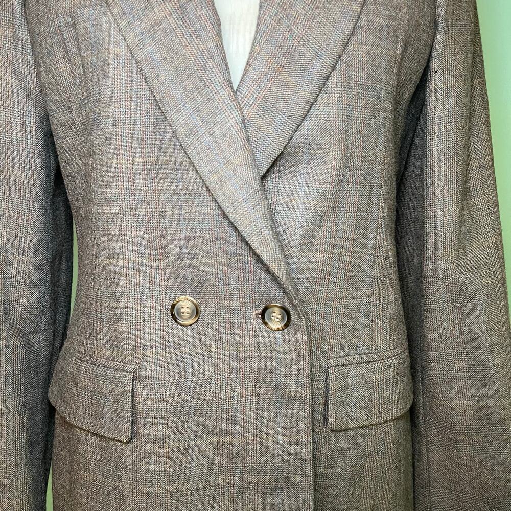 Vintage Saville Tweed Wool Blazer Plaid Sz 10 Gray old money quiet luxury preppy - Picture 5 of 15